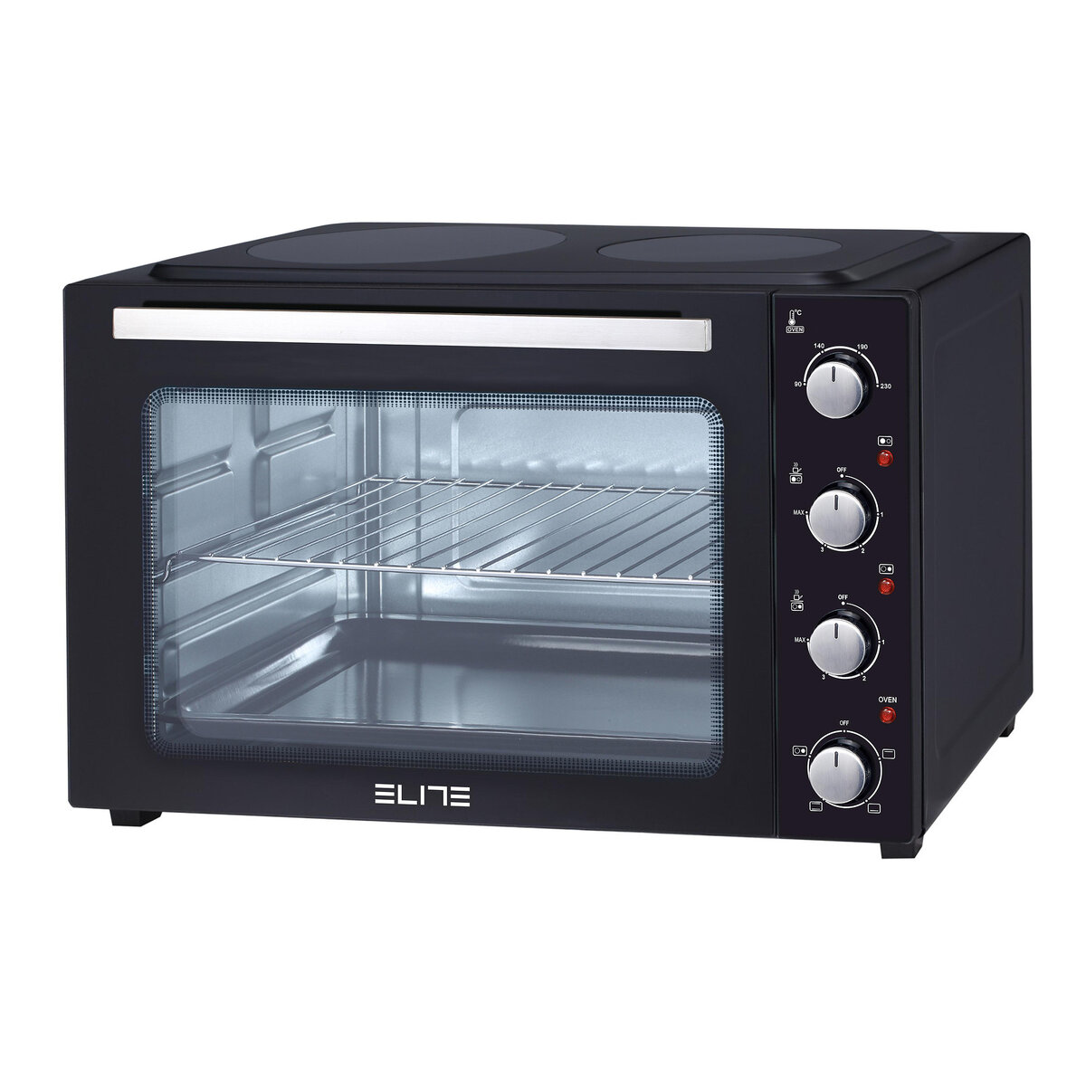 Готварска печка ELITE EMO-2511, 4300W, 2 котлона, 48L, До 230°C, Черен — оферта от technomani.bg/
