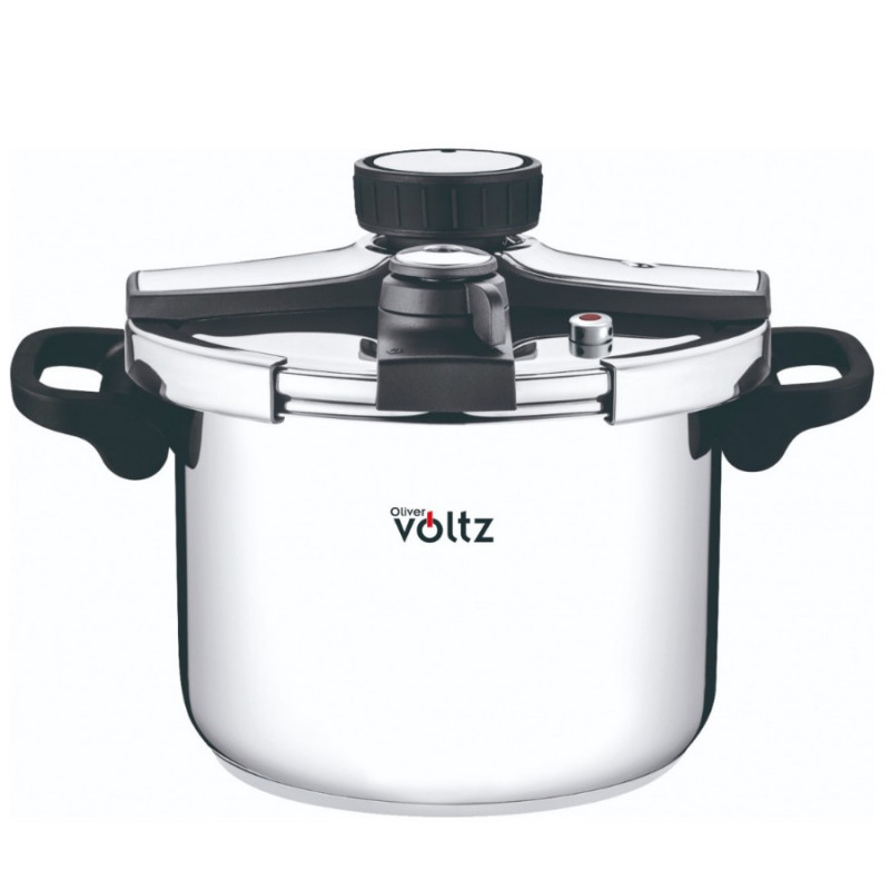 Тенджера под налягане Oliver Voltz OV51311C7, 7 л, 100 kPa, Два капака, Сгъваеми дръжки, Индукция, Инокс — оферта от alleop.bg