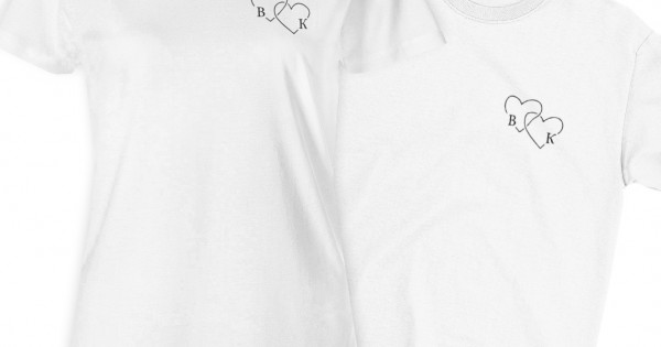 Тениски за влюбени - две сърца и вашите инициали — оферта от clothink.eu