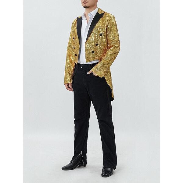 Мъжки фрак смокинг с пайети, златист — оферта от mitevbg.com