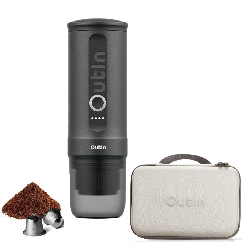 Преносима кафемашина Outin Nano, Space Grey + Калъф — оферта от airtrade.bg