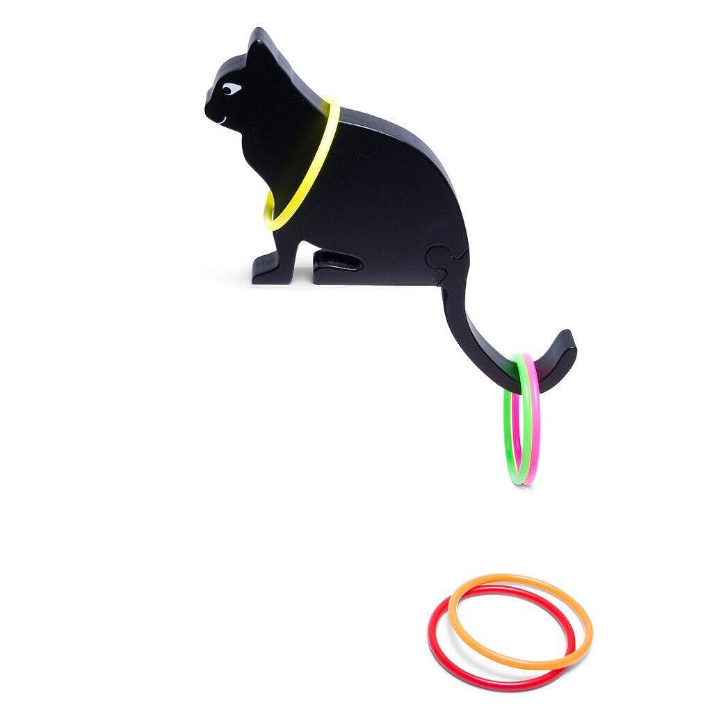 Игра с цветни рингове - Черно коте — оферта от woodenmagic.bg