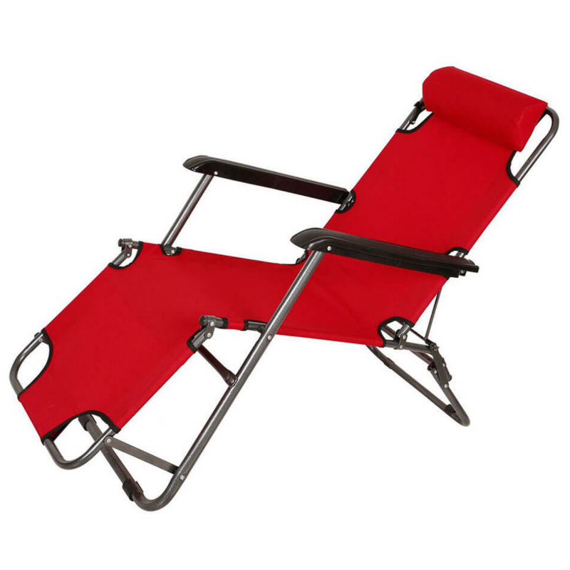 Шезлонг Muhler C2078 1005235, 153х60х78 см, До 100 кг, Сгъваем, Червен — оферта от alleop.bg