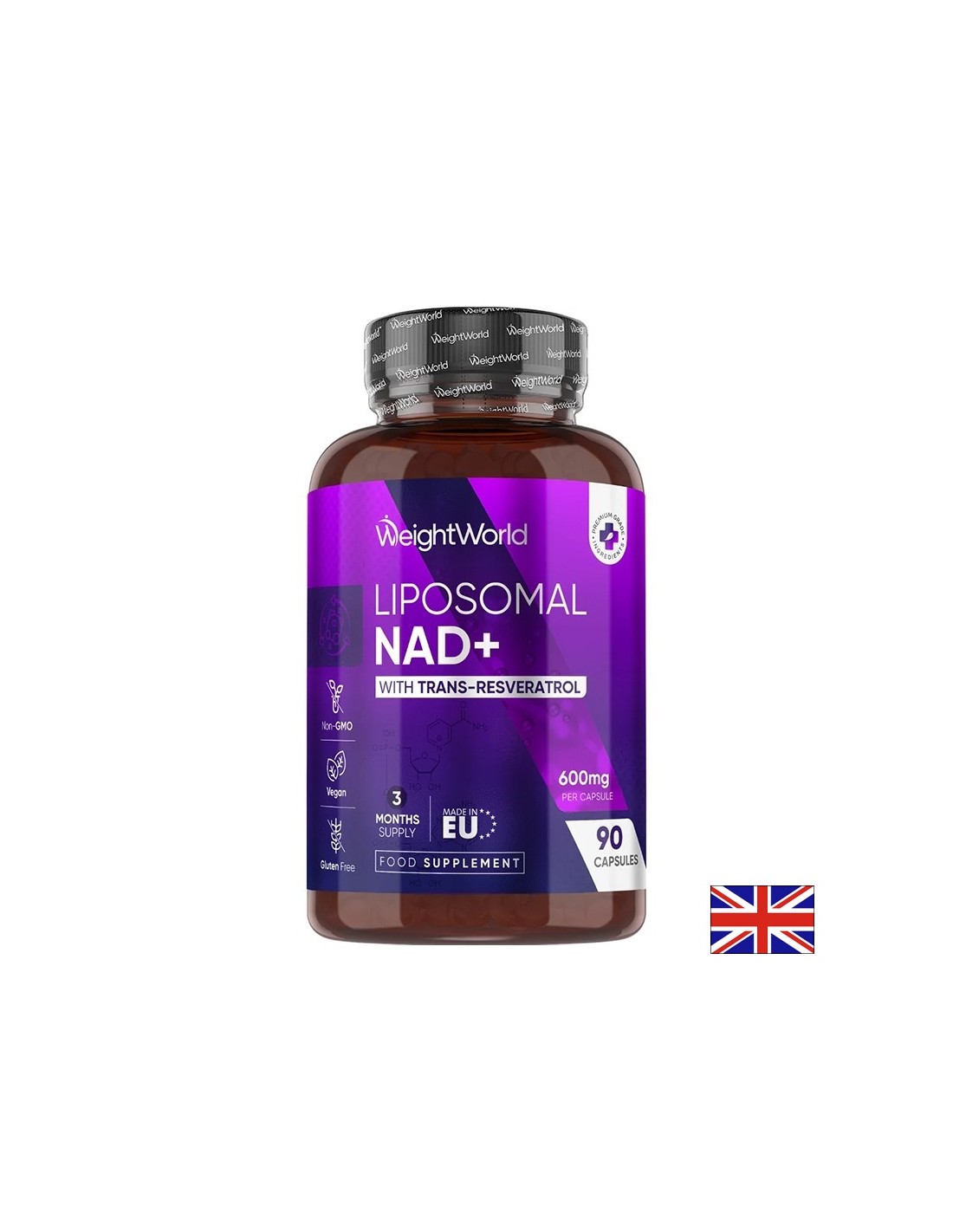 Липозомен NAD+ 250 mg с транс-ресвератрол 100 mg – Анти-ейджинг и клетъчна енергия, 90 капсули — оферта от revita.bg
