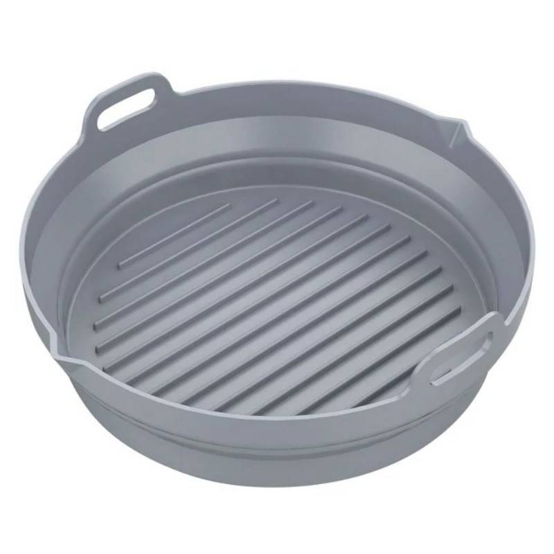 Комплект 2 бр. кръгли силиконови форми за Airfryer Klausberg KB 7789, 20х21.3 см, До 230C, Без BPA, Сив — оферта от technomani.bg/