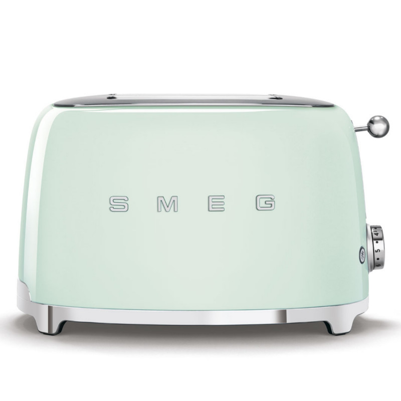 Тостер за хляб SMEG 50's Style TSF01PGEU, 950W, 2 филии, 6 нива, Тавичка за трохи, Вграден кабел, Неръждаема стомана, Зелен — оферта от alleop.bg