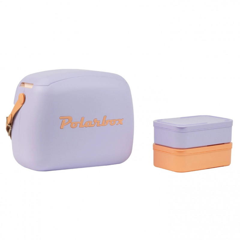 Хладилна чанта Polarbox Pop, 6 литра, Включени 2 кутии за обяд, Запазва студено до 24 часа, Лилав/Оранжев — оферта от alleop.bg
