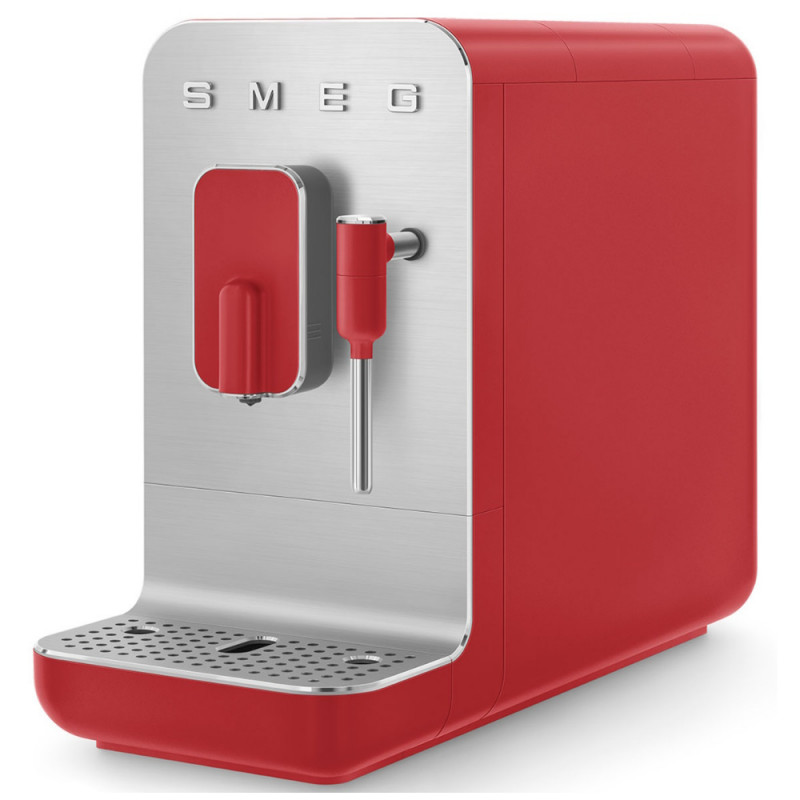 Еспресо машина SMEG Collezione BCC02RDMEU, 1350 W, 19 bar, 1.4 л, 8 функции, Вградена мелачка, Дюза за пара, Червен — оферта от alleop.bg