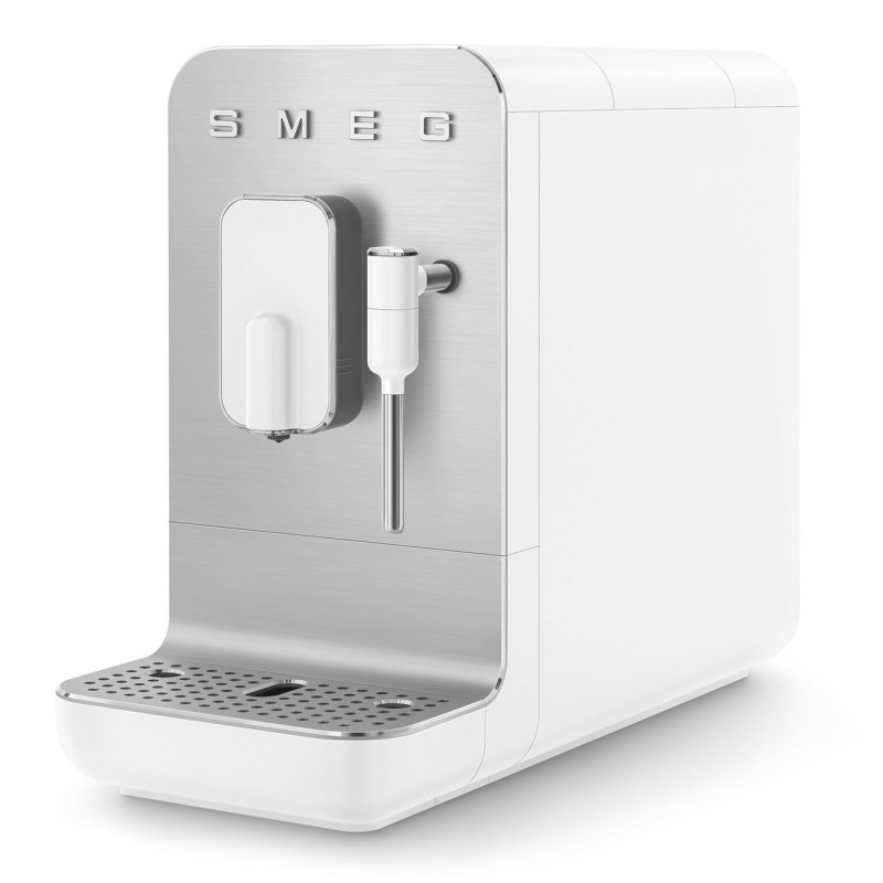 Еспресо машина SMEG Collezione BCC12WHMEU, 1350 W, 19 bar, 1.4 л, 8 функции, Вградена мелачка, Дюза за пара, Бял — оферта от alleop.bg