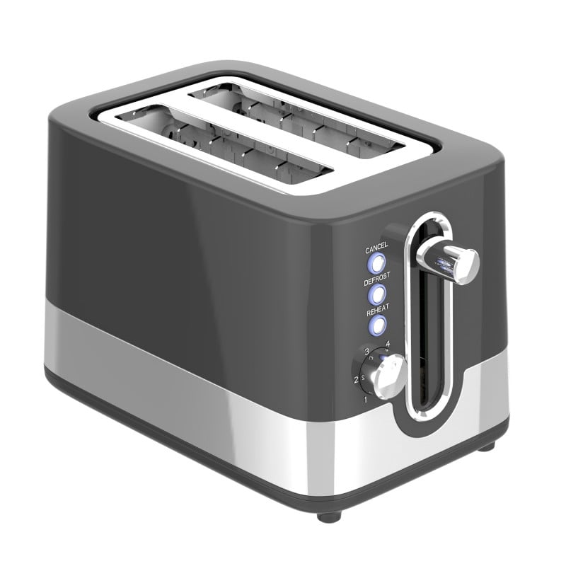 Тостер за хляб Oliver Voltz OV51440I, 800W, 2 филийки, 6 степени, Тавичка за трохи, Черен/Инокс — оферта от potrebno.bg